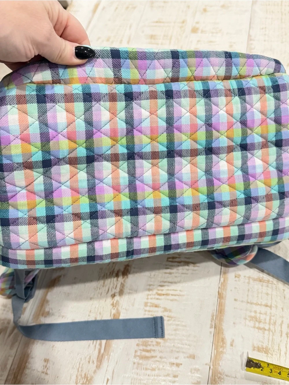 Vera Bradley Essential Large Backpack in Gingham Plaid Pastel Geometric Retired